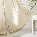 MIULEE Beige Sheer Curtains 72 Inches Long, 4 Panels Set, Rod Pocket Voile - Image 6
