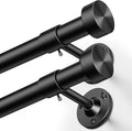 YaFex 2 Pack Heavy Duty Curtain Rods 32-60 Inch, 1 Inch Black Adjustable by YaFex