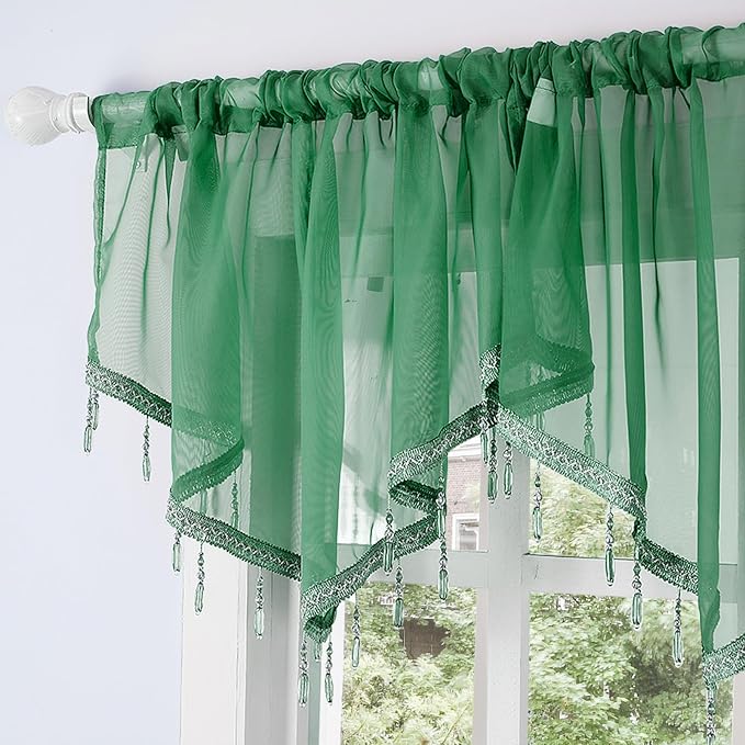 Molaxhome Swag Curtain 51 inch Length Rod Pocket Scalloped Curtain Valance - Image 7