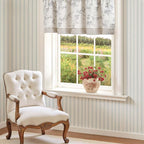 jinchan Linen Kitchen Valance for Windows 16 Inch Gray Floral Double Layer - Image 4