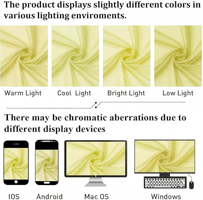 Lecloud Goose Yellow Sheer Curtains 72 Inches Long 2 Panels, Rod Pocket Light - Image 7