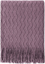 BOURINA Dark Lavender Throw Blanket 50x60 Inches Throw Textured Solid Soft Sofa by BOURINA