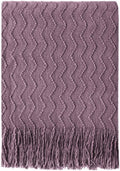 BOURINA Dark Lavender Throw Blanket 50 x90 Inches Textured Solid Soft Sofa by BOURINA