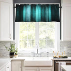 Emvency 2 Pack Valances Window Treatments, Teal Striped Abstract Glass Texture - Image 7