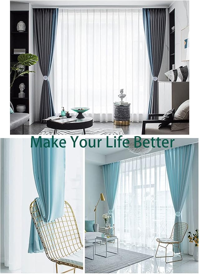 Magnetic Tiebacks for Curtains, 2 Pack Sparkling Crystal Flower Curtain - Image 2