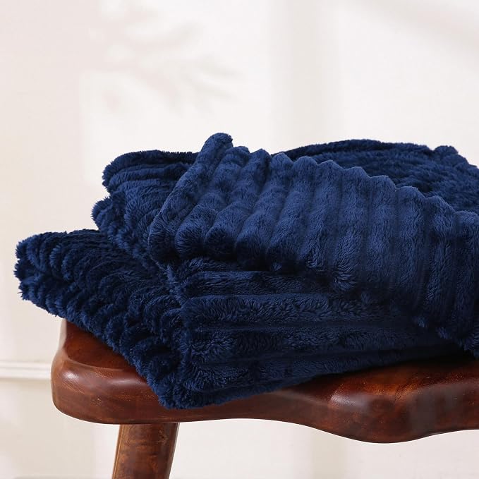 Navy Blue Fleece Throw Blanket 50”×60” - Image 4