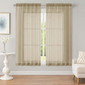 OWENIE Sheer Taupe Curtains, Sheer Curtains 63 inch Length 2 Panels Set by OWENIE
