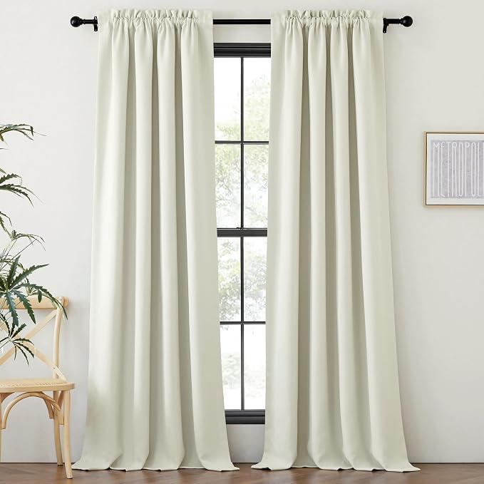 NICETOWN Room Darkening Bedroom Curtains 96 inches Long, Dual Rod Pockets & - Image 2