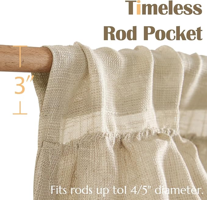 jinchan Ruffled Valance Curtain Slubbed Crossed Kitchen Valance Vintage - Image 5