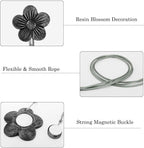 Lewondr Vintage Magnetic Curtain Tieback, 1 Pair Resin Flower Curtain Drapery - Image 3