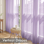 MIULEE Light Purple Sheer Curtains 96 Inches Long, 4 Panels Set, Lavender Light - Image 5