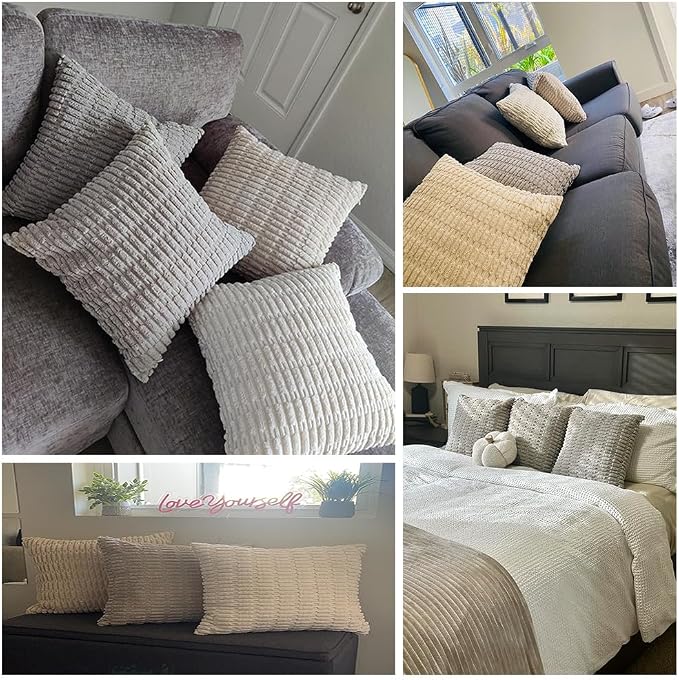 Fancy Homi 4 Packs Neutral Long Lumbar Decorative Throw Pillow Covers 16x24 Inch - Image 7