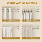 YaFex Curtain Rods 32-118 Inch, Heavy Duty 1 Inch Adjustable Curtain Rod - Image 5