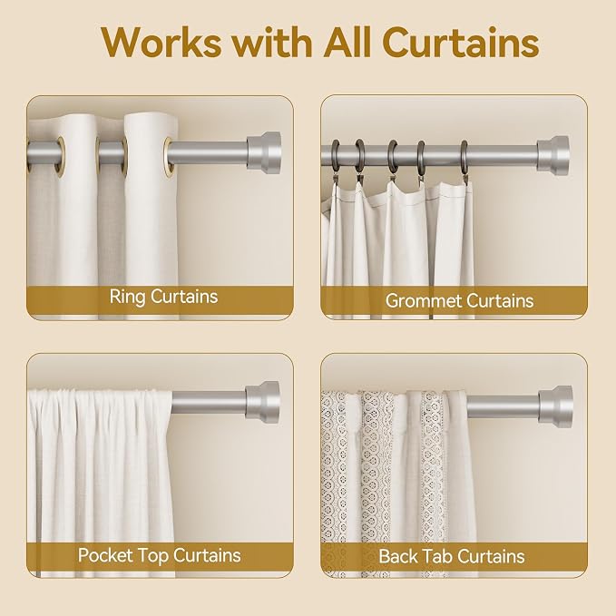 YaFex Curtain Rods 32-84 Inch, Heavy Duty 1 Inch Adjustable Curtain Rod - Image 5