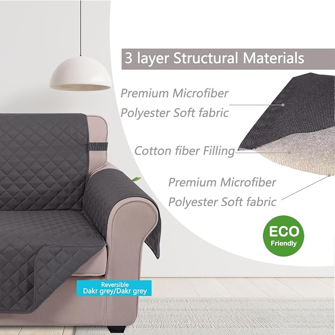 U-NICE HOME Reversible Oversized Chair Covers Quilted Water Repellent Pet - Image 5