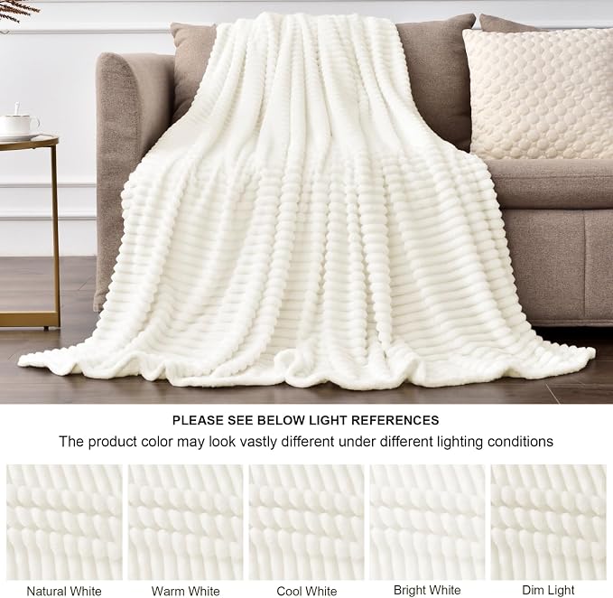 BEDELITE Fleece Blanket Queen Size – 3D Ribbed Jacquard Soft and Warm - Image 5