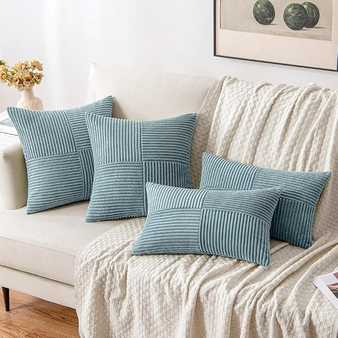 MIULEE Sky Blue Decorative Throw Pillow Covers 20x20 Inch - Image 4