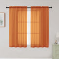 Orange Sheer Curtains for Bedroom Living Room 45 Inch Length 2 Panels, Soft by WelvetBLK