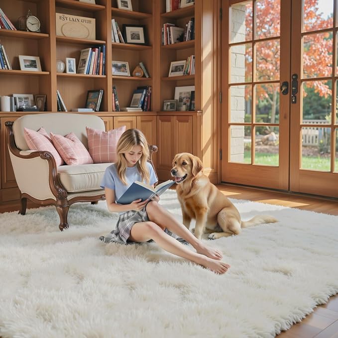 Area Rugs 9x12 Living Room, Shaggy Carpet Soft Plush Furry Bedside Rug Large - Image 6