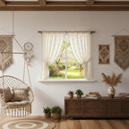 WAZZIO Boho Lace Curtains 2 Panels 45 Inches -Cute Vintage Victorian Sheer - Image 3