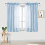 DWCN Sky Blue Sheer Curtains Semi Transparent Voile Rod Pocket Curtains by DWCN