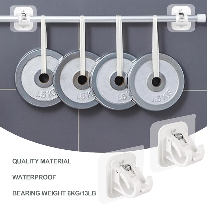 2PCS No Drill Curtain Rod Brackets No Drilling Self Adhesive Curtain Rod Holder - Image 3