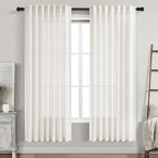 Beige White Linen Curtains 72 Inch Length by Nanspring