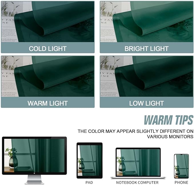 Green Small Sheer Curtains 2 Panels Set, Kitchen Curtains 36 Inch Length - Image 7