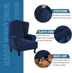 H.VERSAILTEX Wingback Chair Covers Velvet Plush Wing Chair Slipcover 1 Piece - Image 2