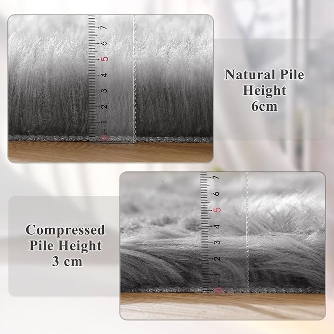 ORINOVA Silver Grey Washable Furry Area Rugs - Image 4