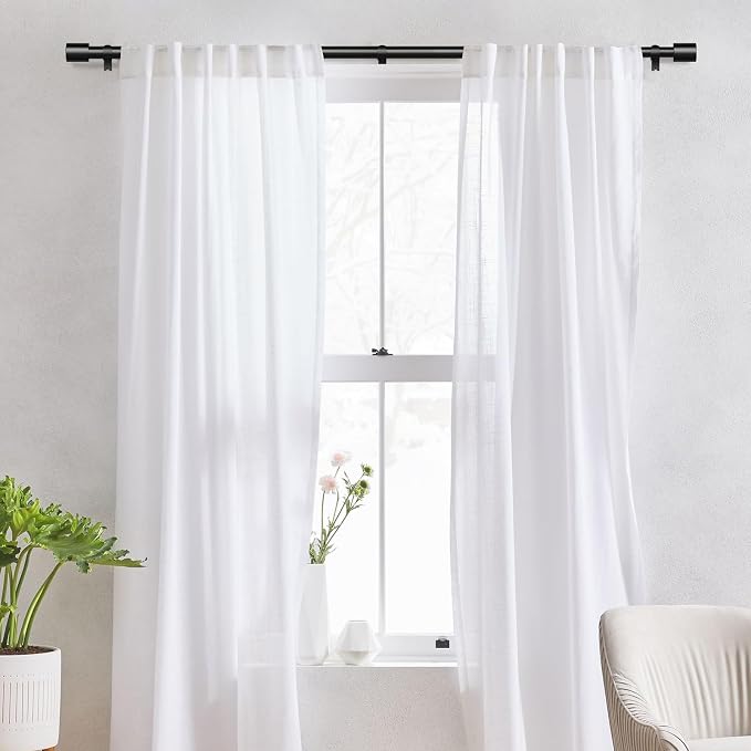 IFELS Heavy Duty Curtain Rods for Windows 72 to 144 Inch, 1 Inch Black Curtain - Image 3