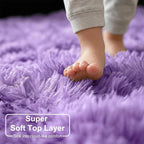 Amdrebio Purple Round Rugs 4Ft for Girls Bedroom Decor Aesthetic, Fluffy Fuzzy - Image 4