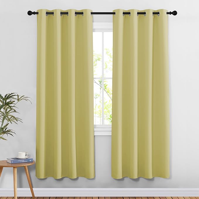 NICETOWN Paler Yellow Room Darkening Doorway Curtains 78 inch Length 2 Panels by NICETOWN