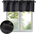 OWENIE Bob Valance Curtains 18 Inch Length 1 Piece, Faux Linen Slub Solid Black by OWENIE