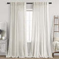 Extra Long Cream Linen Curtains 102 Inches Long 2 Panels Set by Nanspring