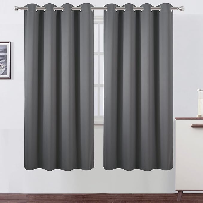 LEMOMO Grey Blackout Curtains/52 x 72 Inch/Set of 2 Panels Thermal Insulated by Lemomo