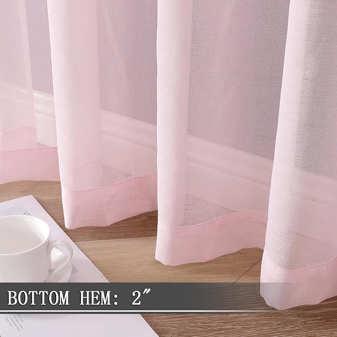 Tollpiz Sheer Curtains Bedroom Linen Textured Curtain Sheers Light Filtering - Image 4