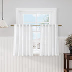Nanspring White Kitchen Curtains 36 Inch Length 2 Panels Set Linen Blend Back by Nanspring