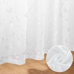 HOMEIDEAS White Sheer Curtains 52 X 96 Inches Length 2 Panels Embroidered Vine - Image 3
