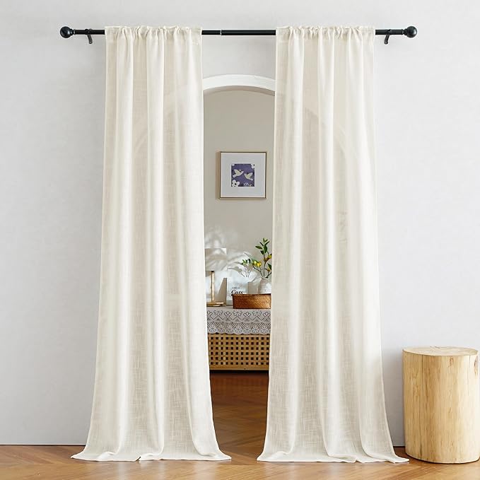 NICETOWN Faux Linen Sheer Curtains 80 inch Length - Image 3