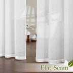 NICETOWN White Linen Curtains 144 inch Length 2 Panels, Grommet Linen Weave - Image 7