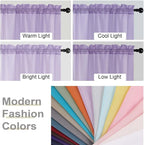 Sheer Lavender Curtains for Bedroom Living Room 90 Inches Long 2 Panels Set - Image 7