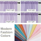 Lavender Sheer Curtains for Bedroom Living Room 96 Inches Long 2 Panels - Image 7
