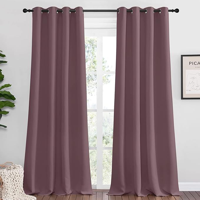 NICETOWN Dry Rose Blackout Curtains 96" Long by NICETOWN
