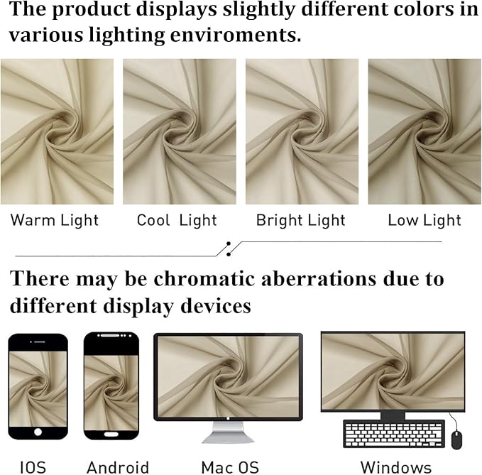 Lecloud Taupe Sheer Curtains 72 Inch Length 2 Panels, Light Filtering Soft - Image 6