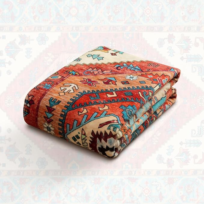 SERISSA Boho Area Rug 5x7 Orange, Washable Large Rugs - Image 7