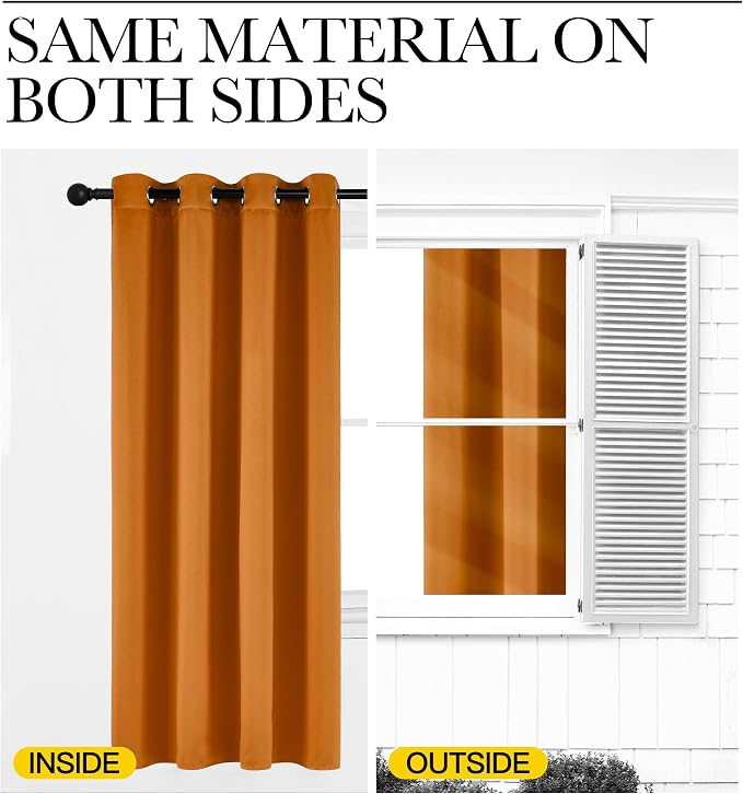 NICETOWN Room Darkening Orange Curtains 63 inches Long - Image 6