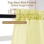Chyhomenyc Sheer Lemon Tier Curtains 24 Inch Length Set, Small Window Kitchen - Image 5