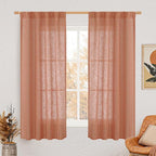 LAMIT Terracotta Linen Semi Sheer Curtains 63 Inch by LAMIT