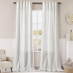 Linen Off White Curtains 120 inch Extra Long by Nanspring